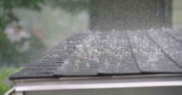 close up on storm rain on the roof