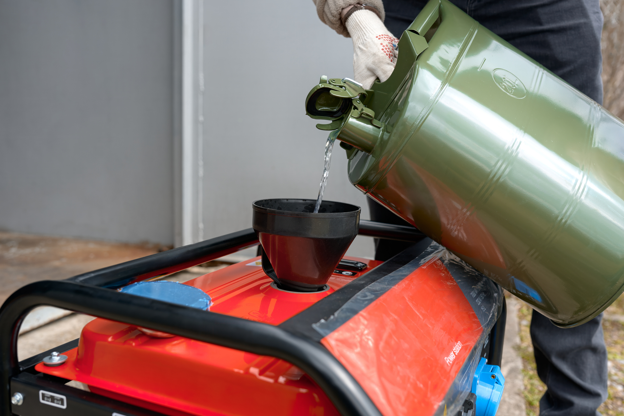 pouring fuel into generator image